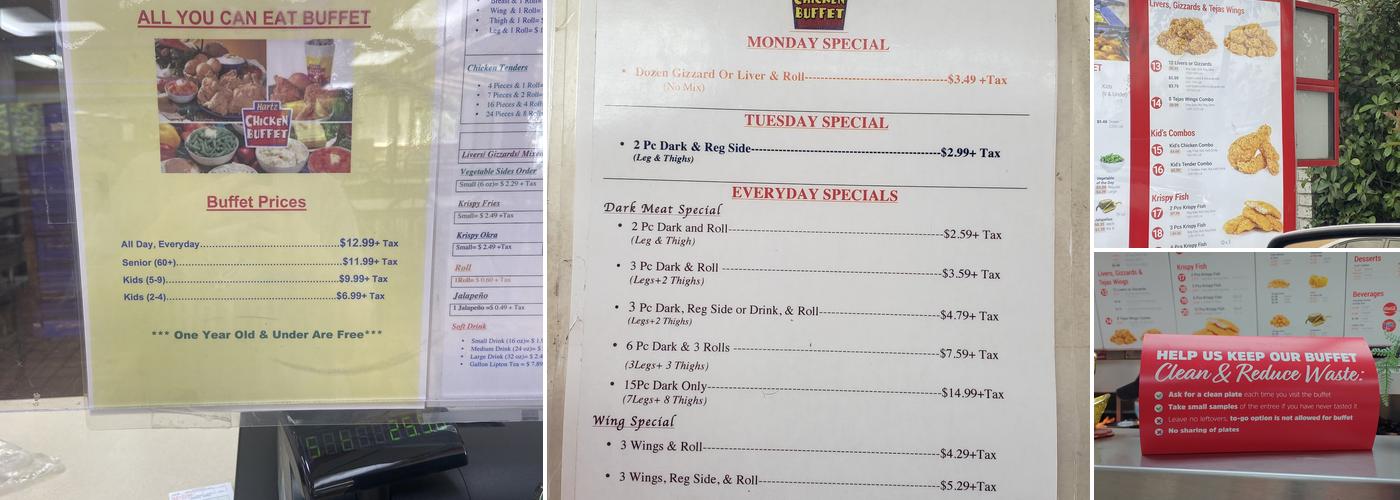 Hartz Chicken Buffet Menu
