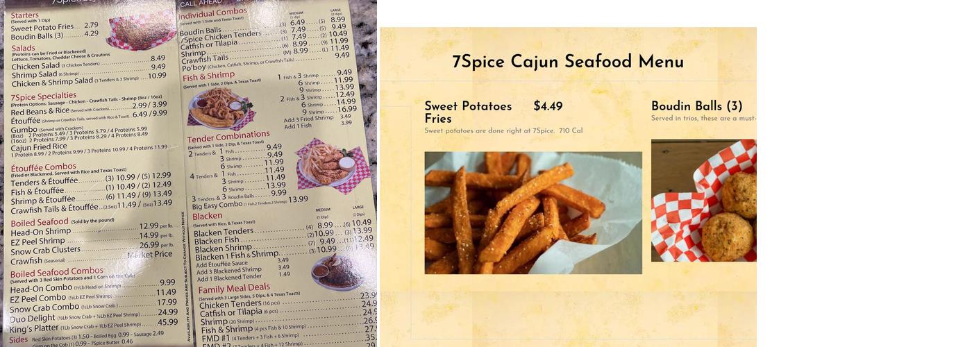 7Spice Menu