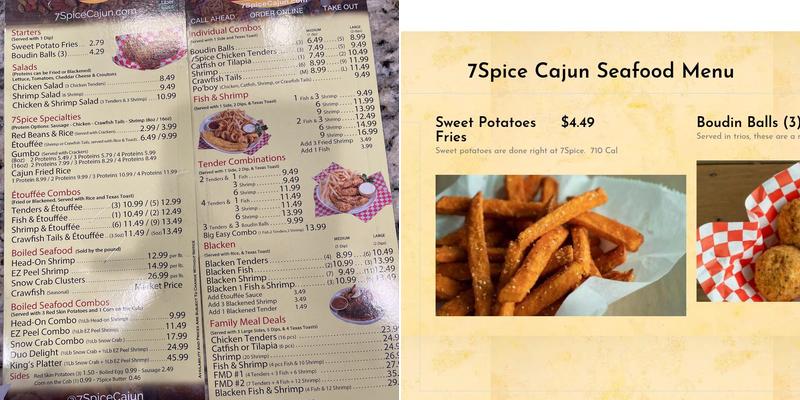 7Spice Menu