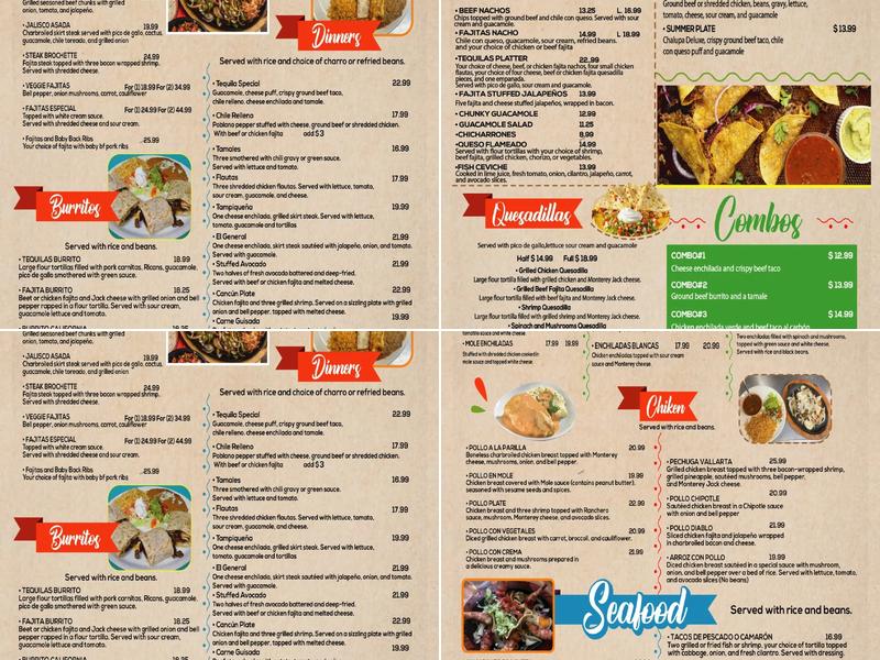 Tequilas Menu