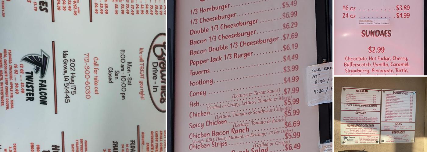 Brownie's Drive-In Menu