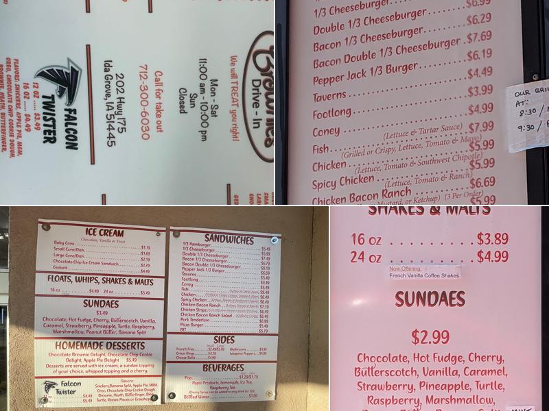 Brownie's Drive-In Menu