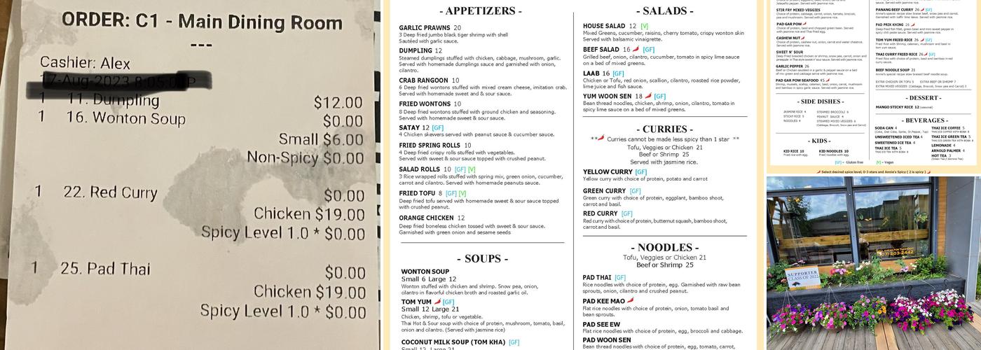 Annie's Thai Kitchen Menu