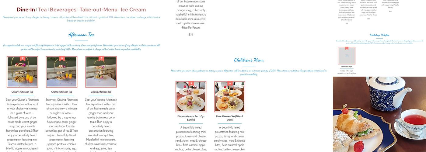 Queen's Tea House and icecream Menu