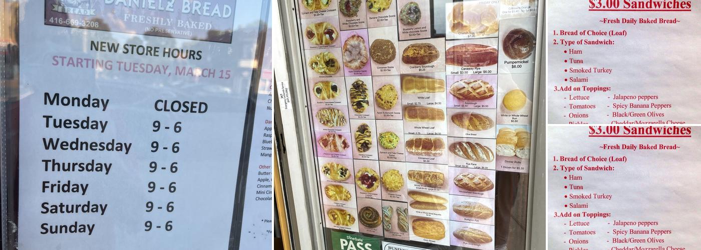 Danielz Bread Menu