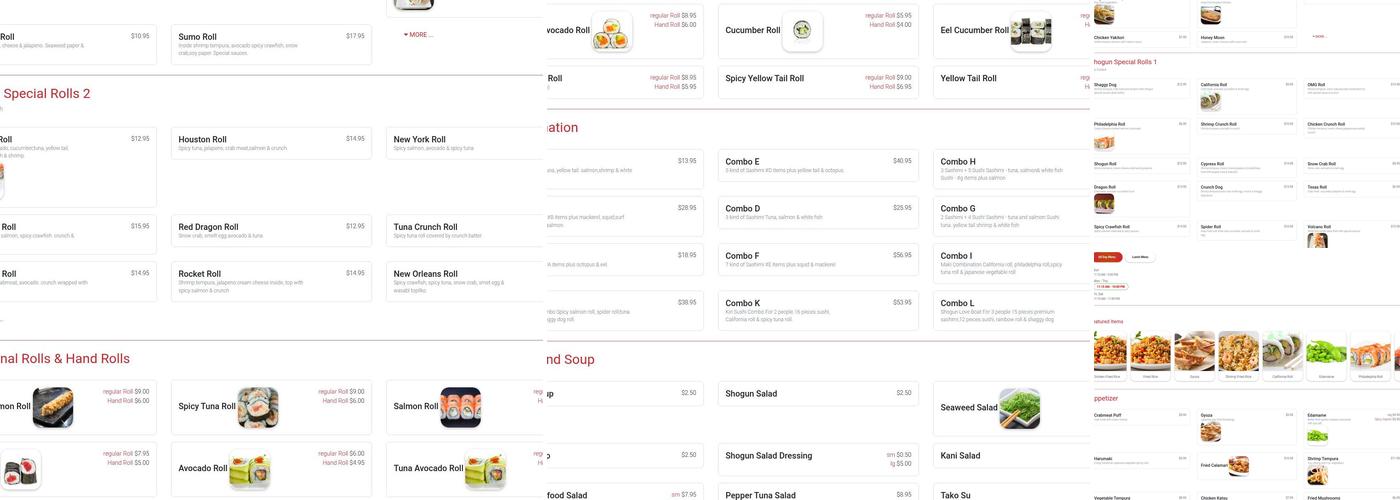 Shogun Menu