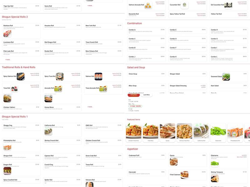 Shogun Menu