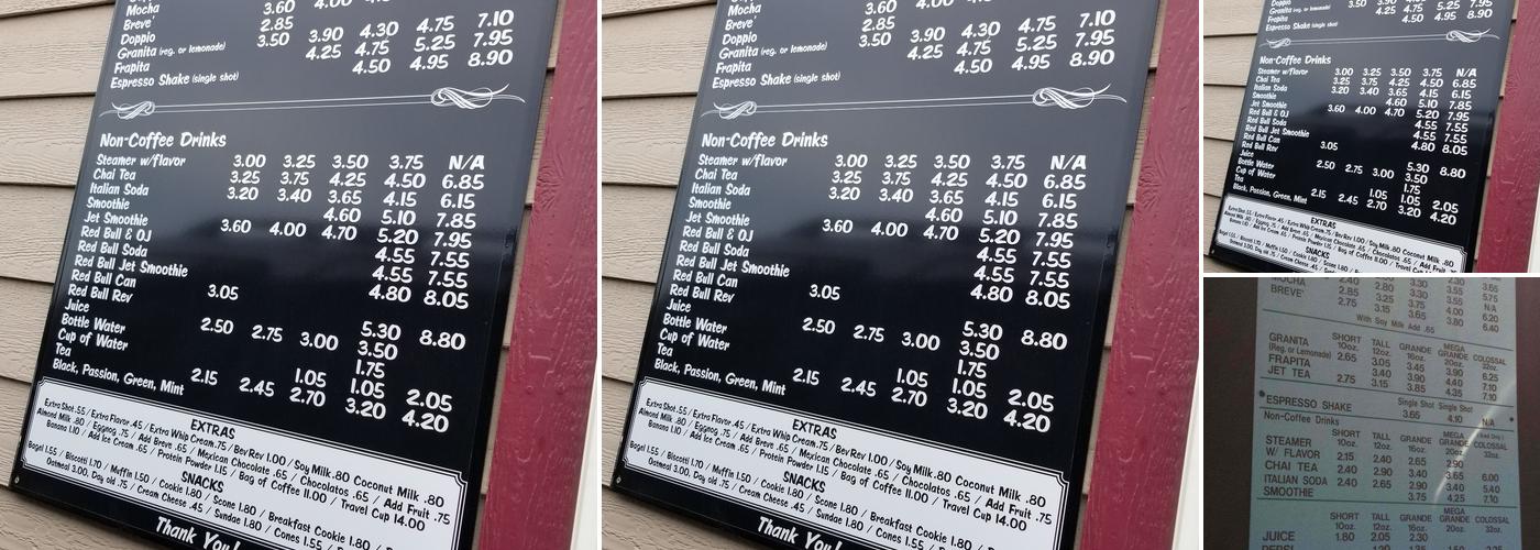 Aut-to Mocha Menu