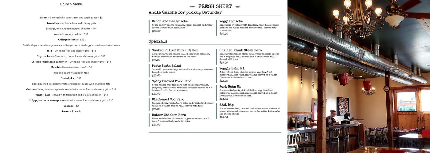 SAAL Brewing Company Menu