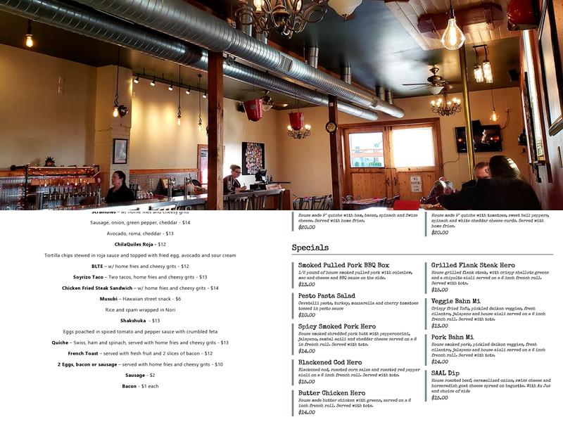 SAAL Brewing Company Menu