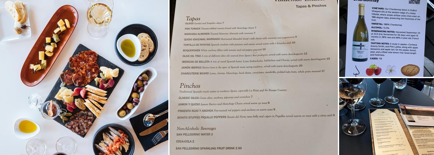 Valdemar Estates Winery Menu