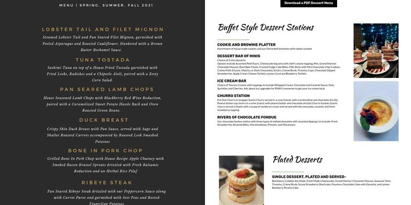 Essence of the Thymes Menu