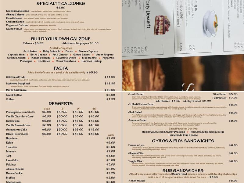 Sokolata Menu