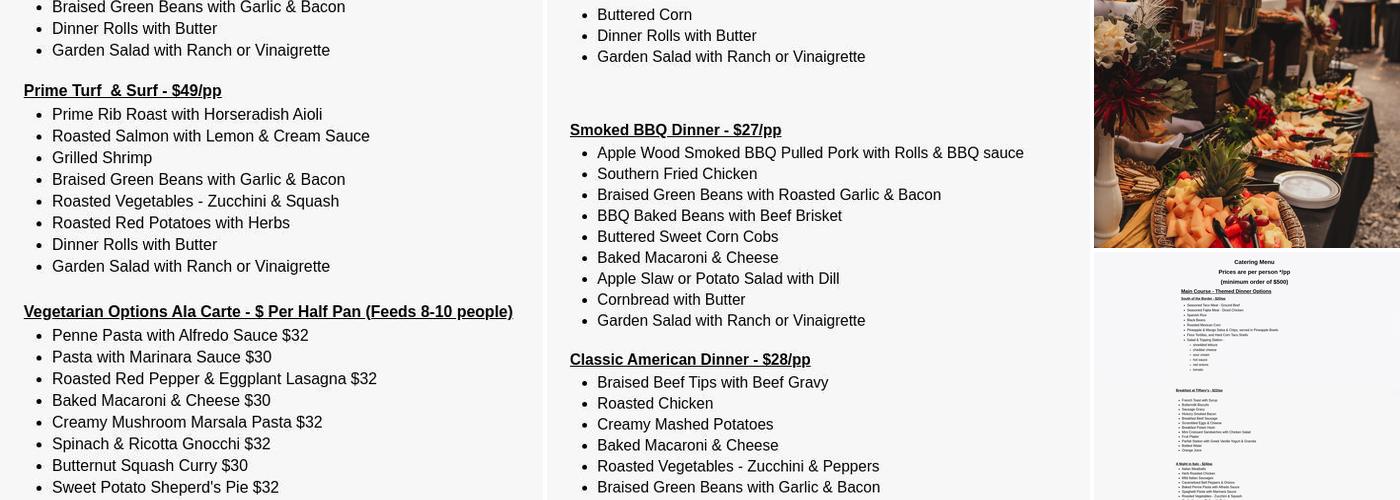 Gypsy Soul Events Menu