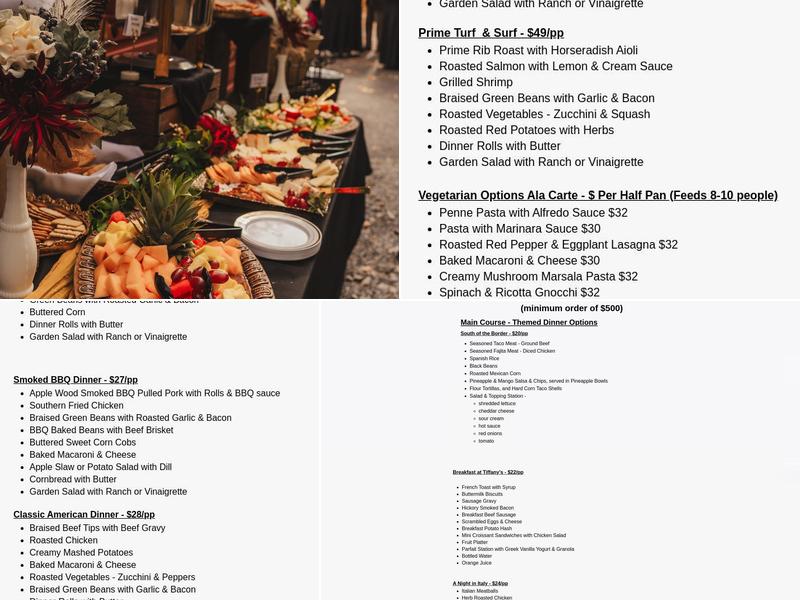 Gypsy Soul Events Menu