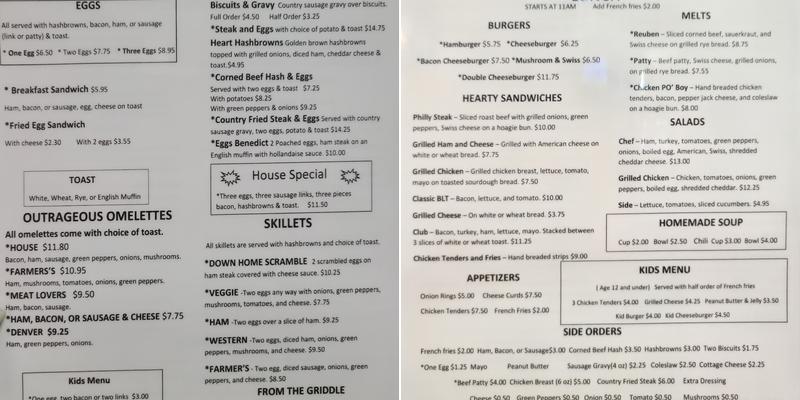 Taylor's Levee Restaurant Menu