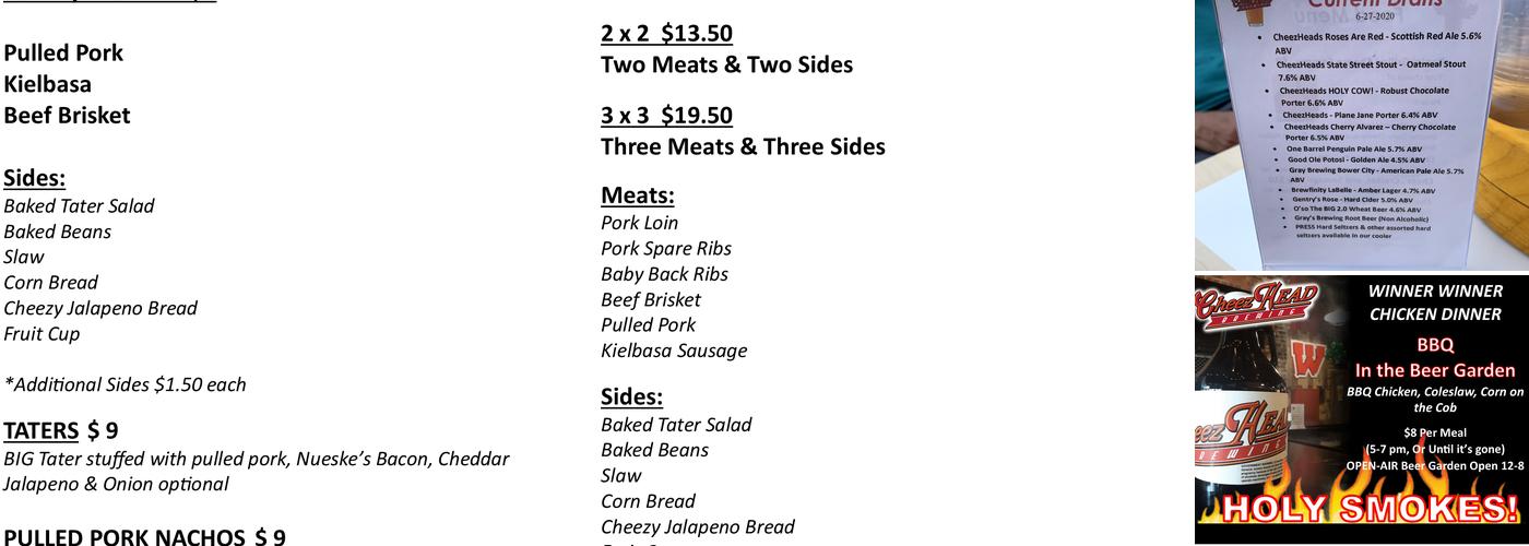 CheezHead Brewing Menu