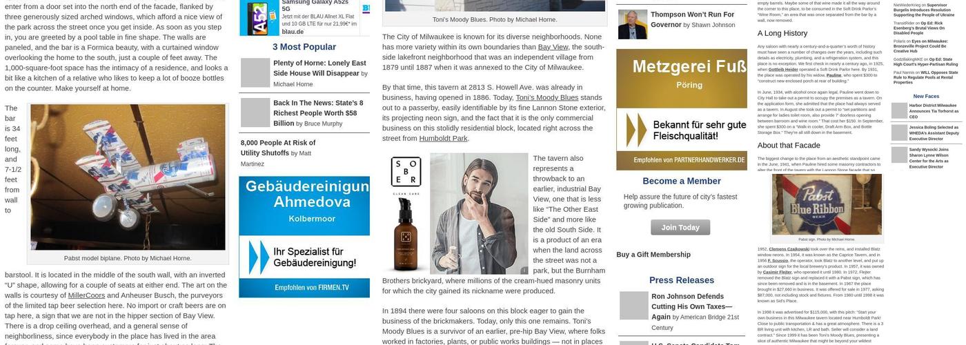 Toni's Moody Blues Menu