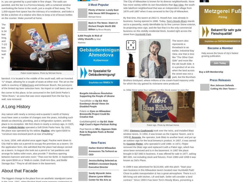 Toni's Moody Blues Menu