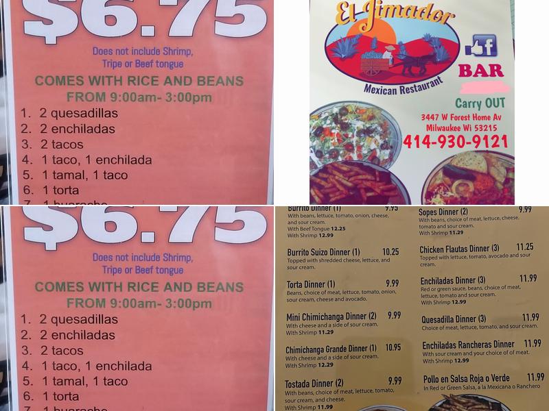 El Jimador Mexican Restaurant & Bar Menu