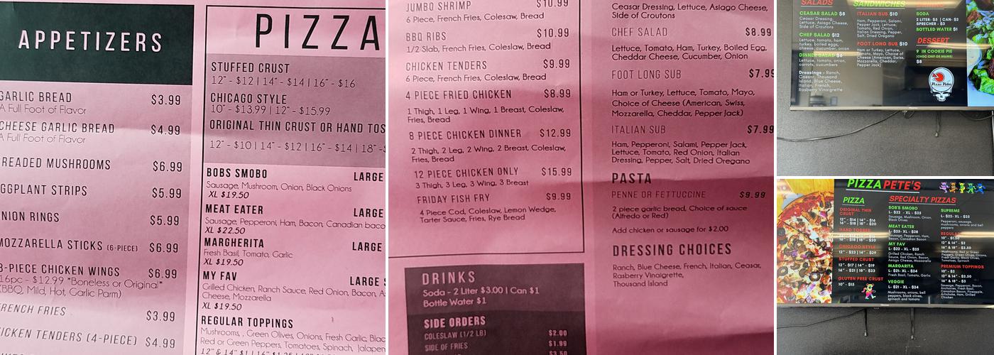 Pizza Pete’s Menu