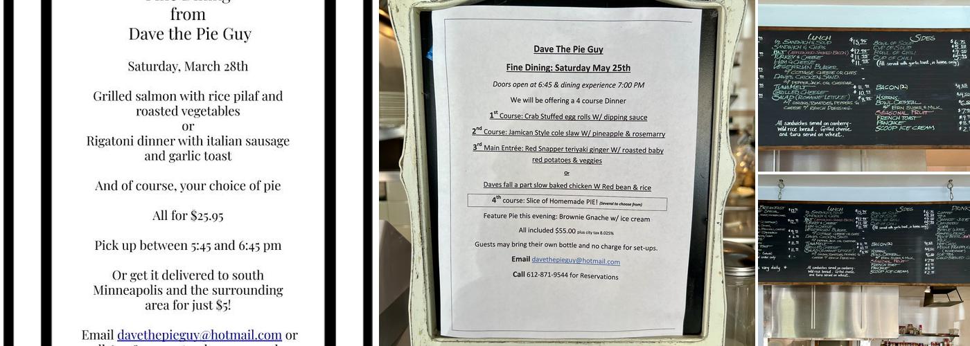 Dave the Pie Guy Menu