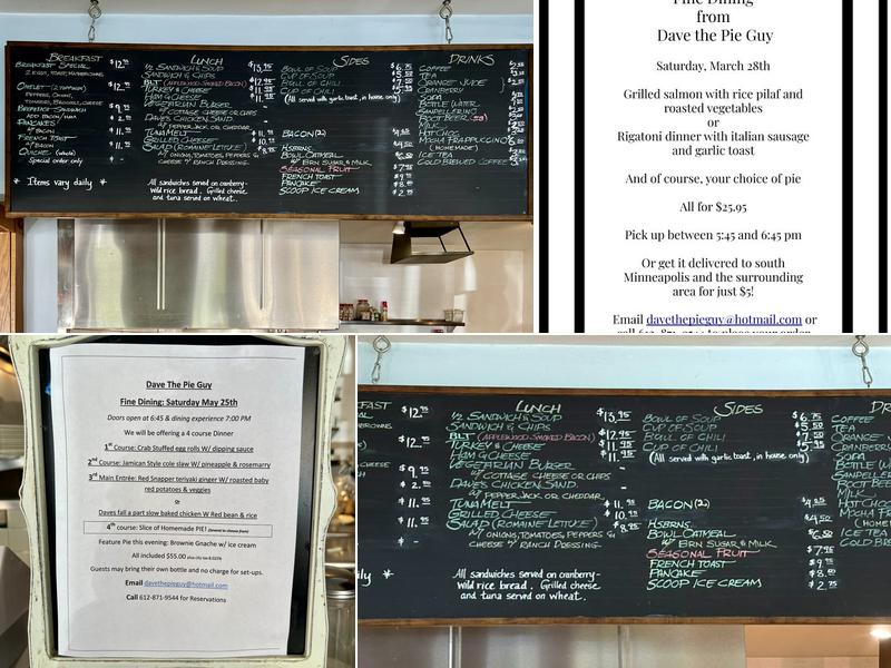 Dave the Pie Guy Menu