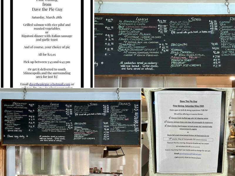 Dave the Pie Guy Menu