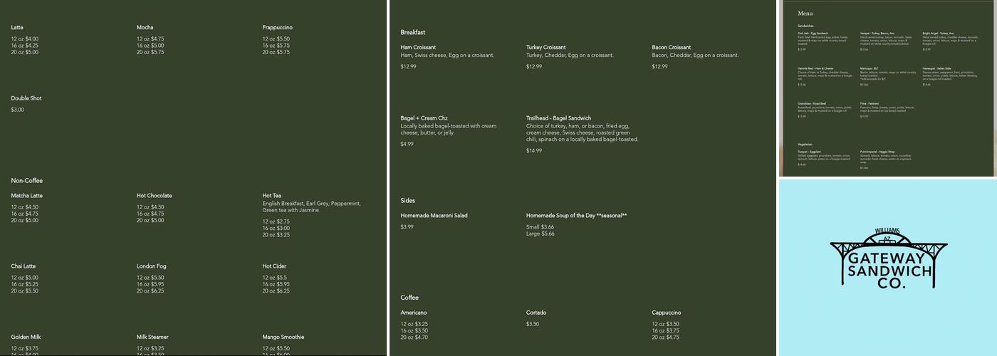 Gateway Sandwich Co. Menu