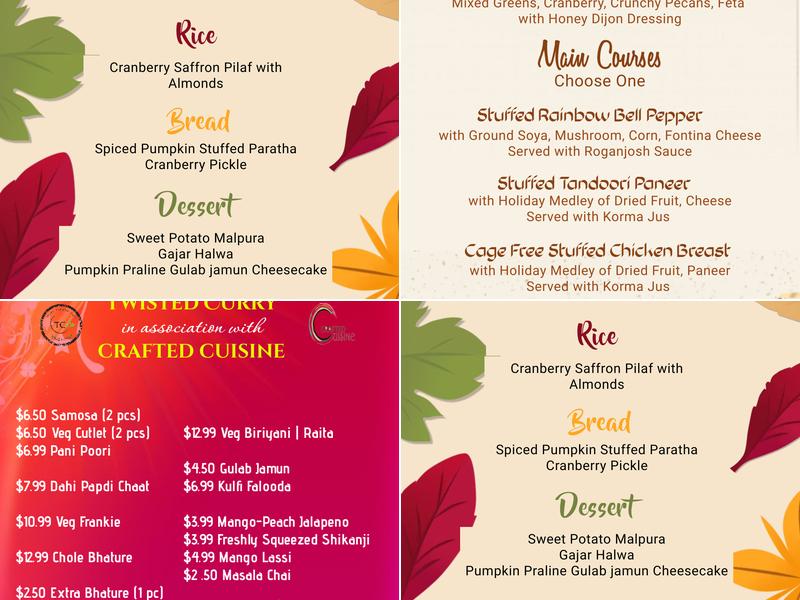 Twisted Curry Menu