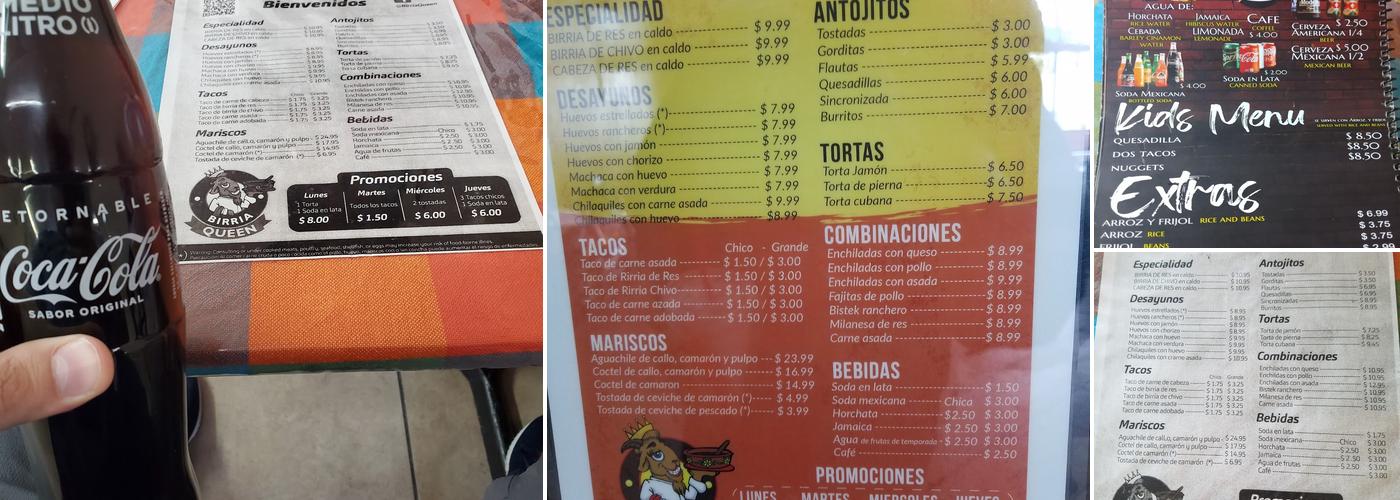 Birria Queen Menu