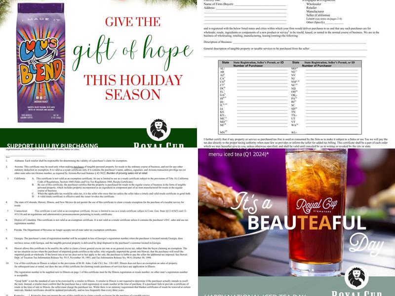 Royal Cup Coffee and Tea Menu