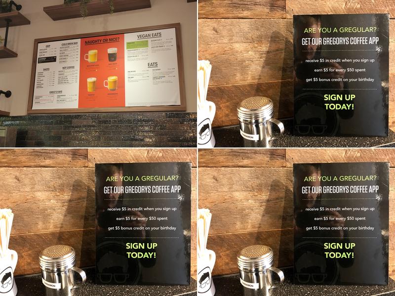 Gregorys Coffee Menu