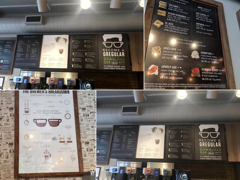Gregorys Coffee Menu