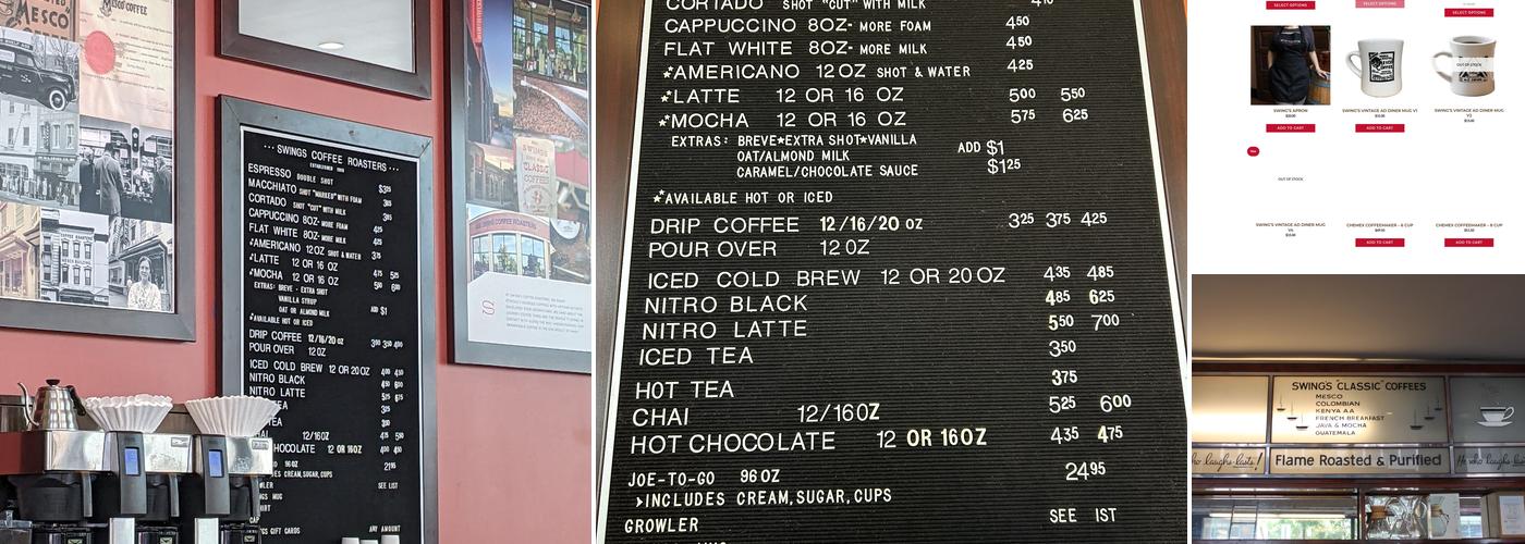 Swing's Coffee Menu