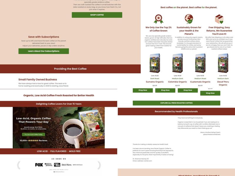 Java Planet Organic Coffee Roasters Menu