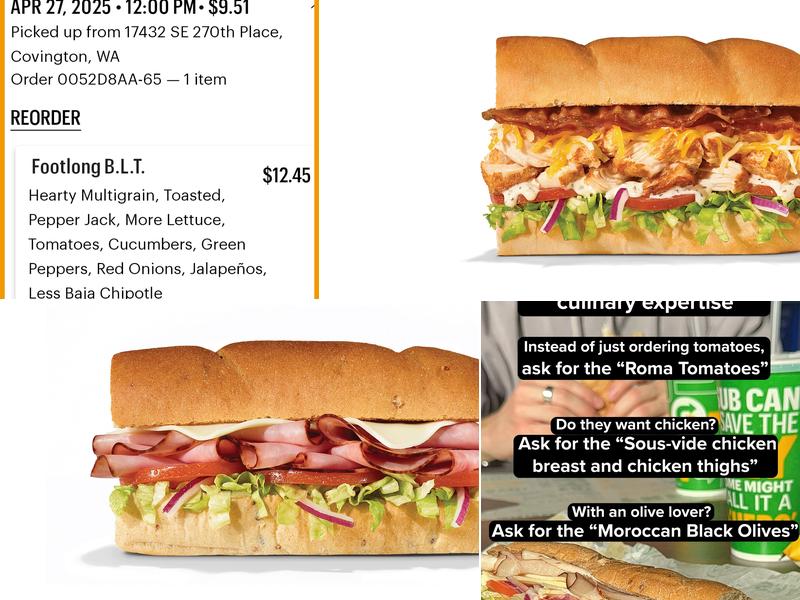 Subway Menu