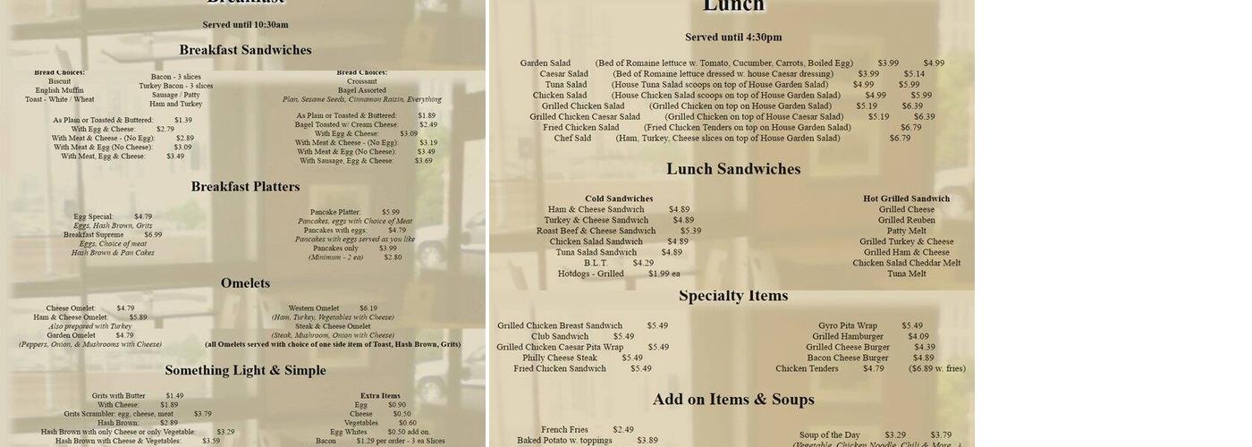 Michael's Cafe Menu