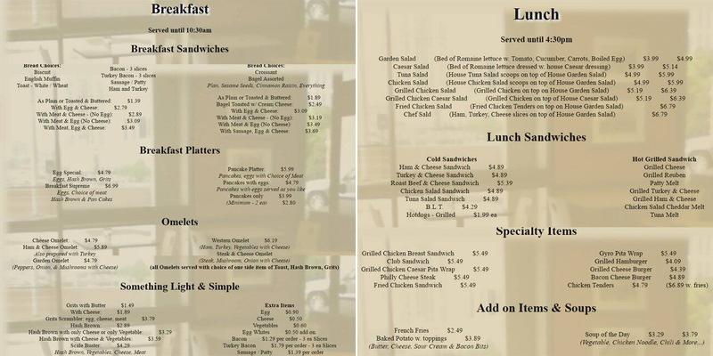 Michael's Cafe Menu