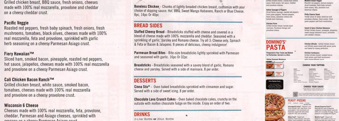 Domino's Pizza Menu