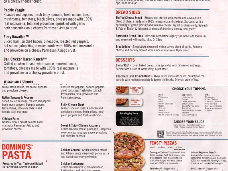Domino's Pizza Menu