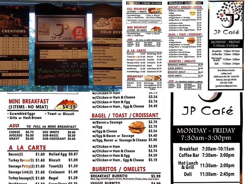 JP Cafe Menu