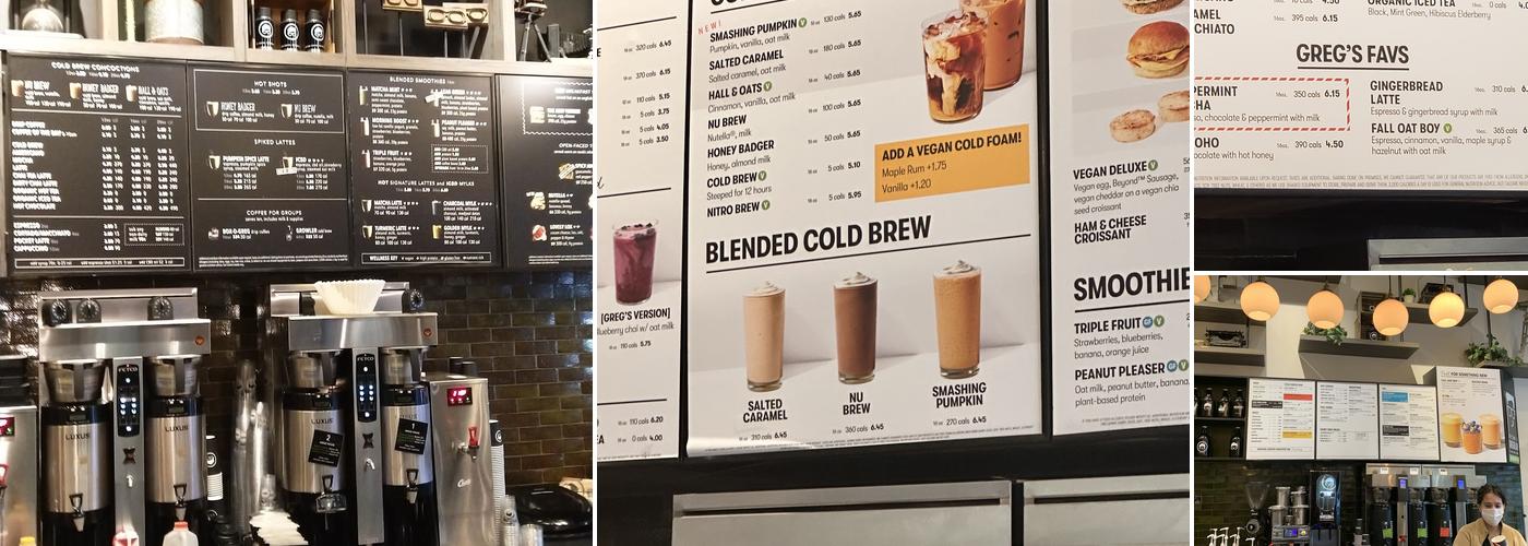 Gregorys Coffee Menu