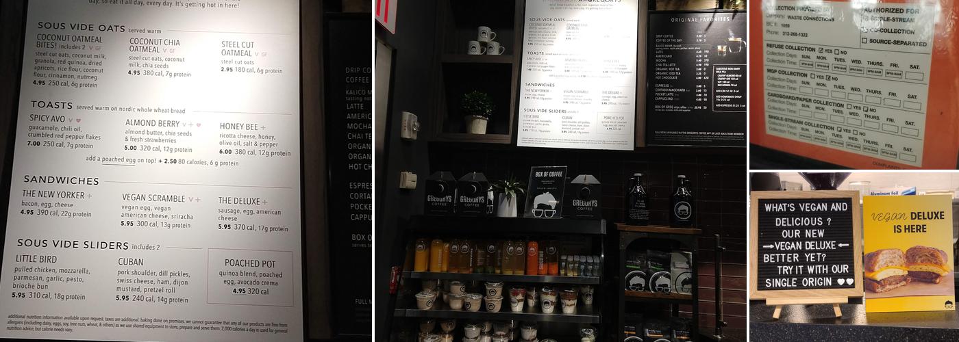 Gregorys Coffee Menu