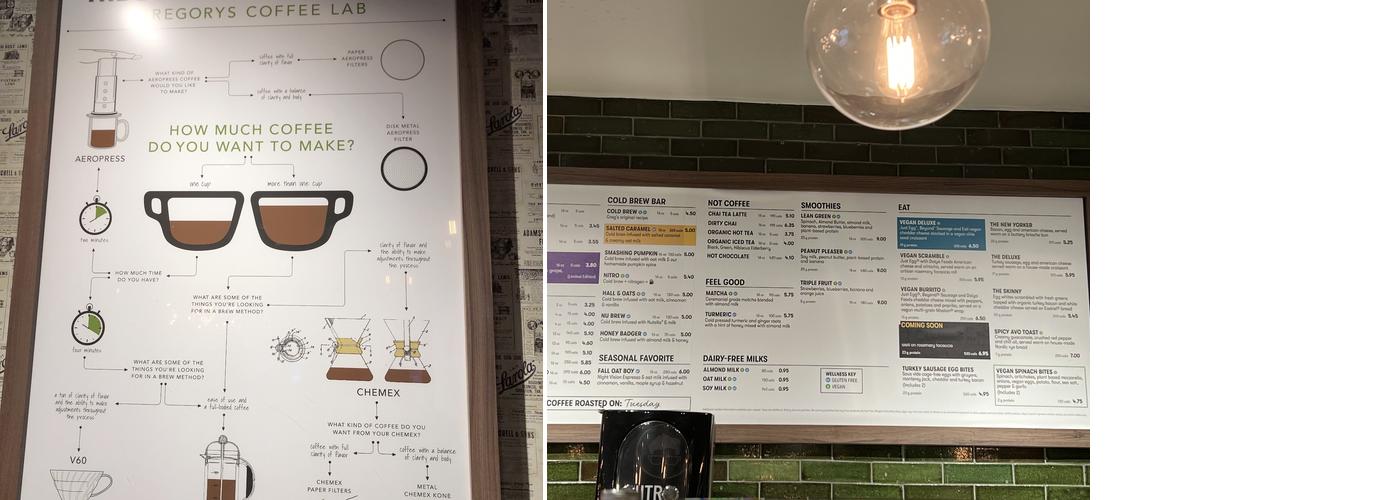 Gregorys Coffee Menu