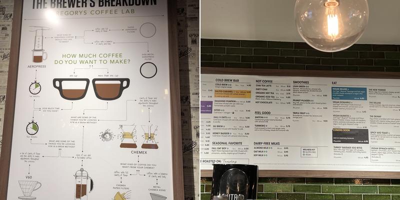 Gregorys Coffee Menu