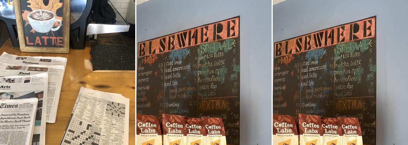 Elsewhere Espresso. Menu