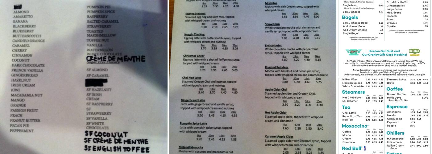 Moxie Java Menu