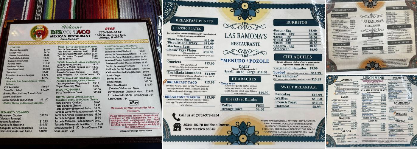 Disco Taco Menu
