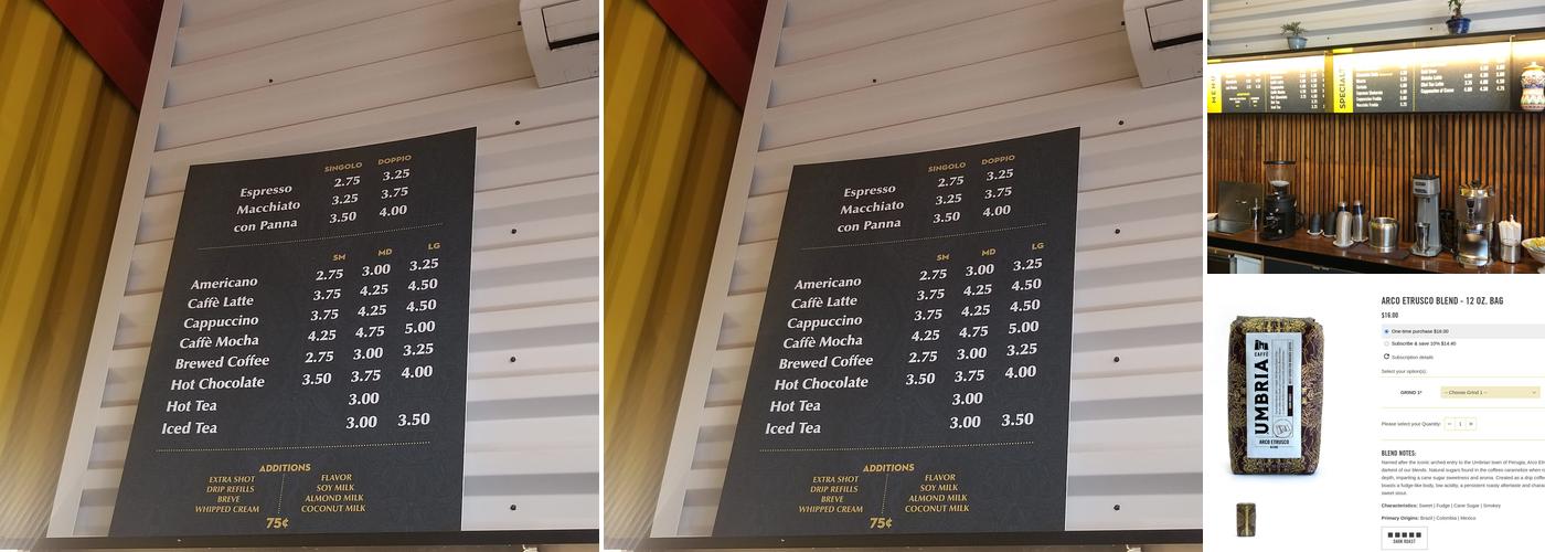Caffè Umbria Menu